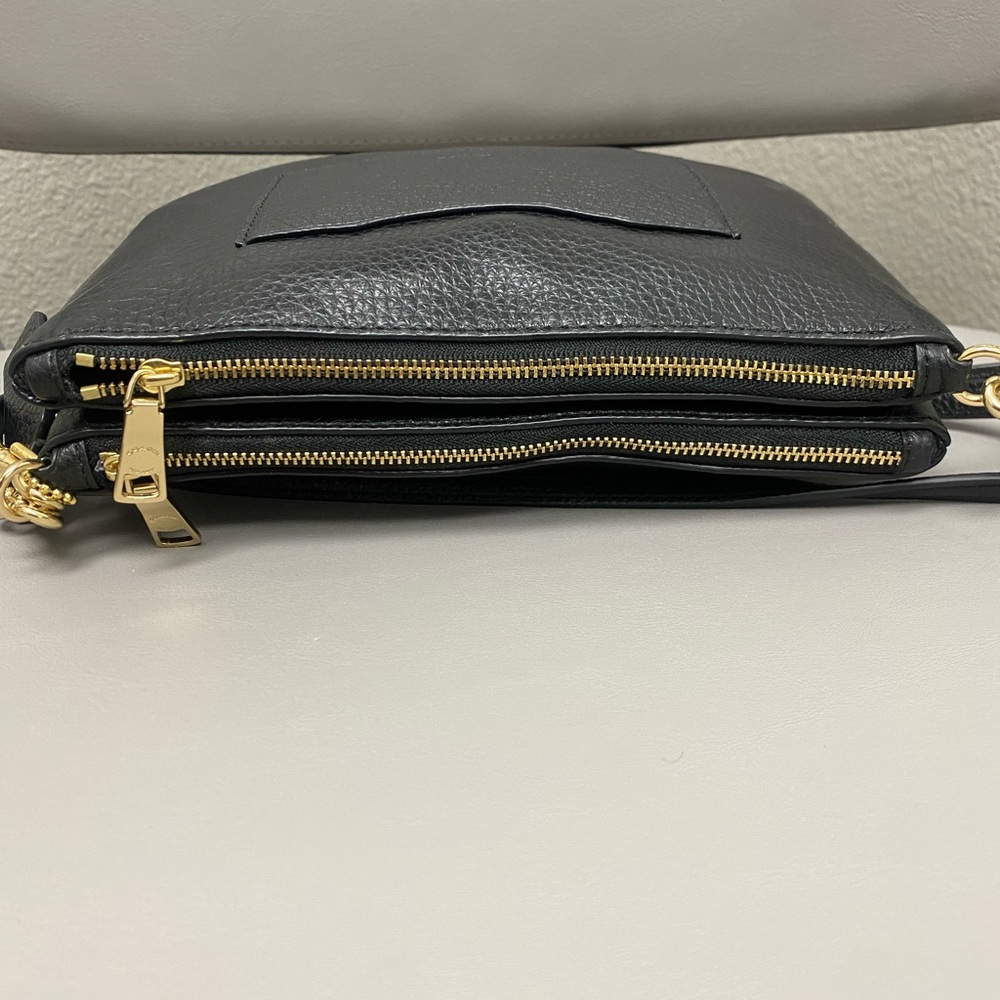 💯Authentic Coach Double Zipper Pebbled Black Leather Crossbody Bag-NWOT - Picture 4 of 10